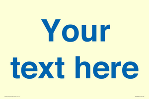 Custom blank information sign. Blue text, plain background